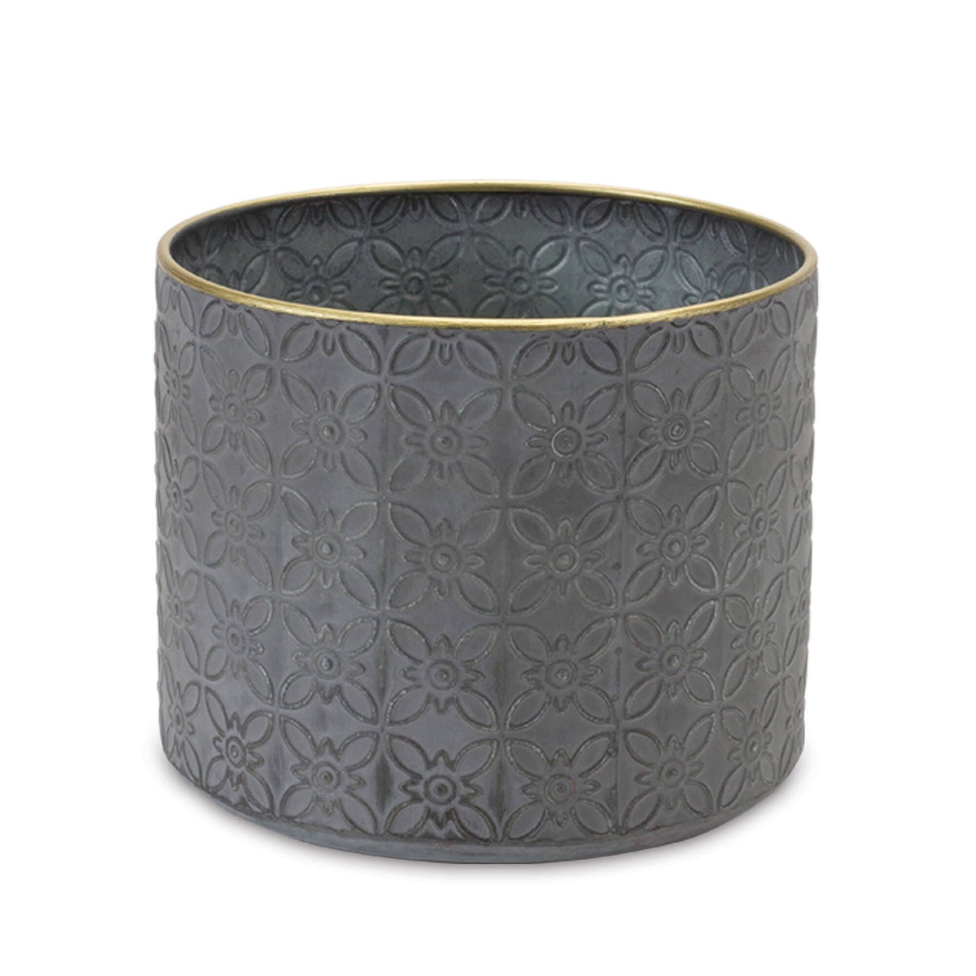 Ornate Geometric Metal Planters Set